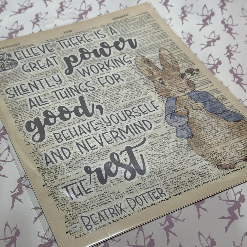 Peter Rabbit, Beatrix Potter Quote, Dictionary Art, Physical Print - Etsy