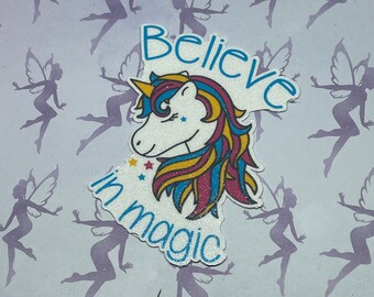 Believe in Magic, Beautiful Unicorn, Waterproof Vinyl Glitter Sticker