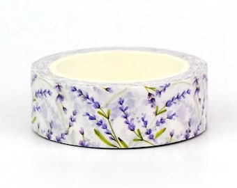 Washi Tape Purple Flowers, Lavender Washi Tape,  Full Roll - CWWTS-7