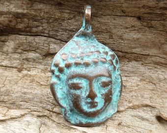 36mm Rustic, Vintage Look, Buddha Head Charms, Pendants - Mykonos Casting (1) - M5 - X0441
