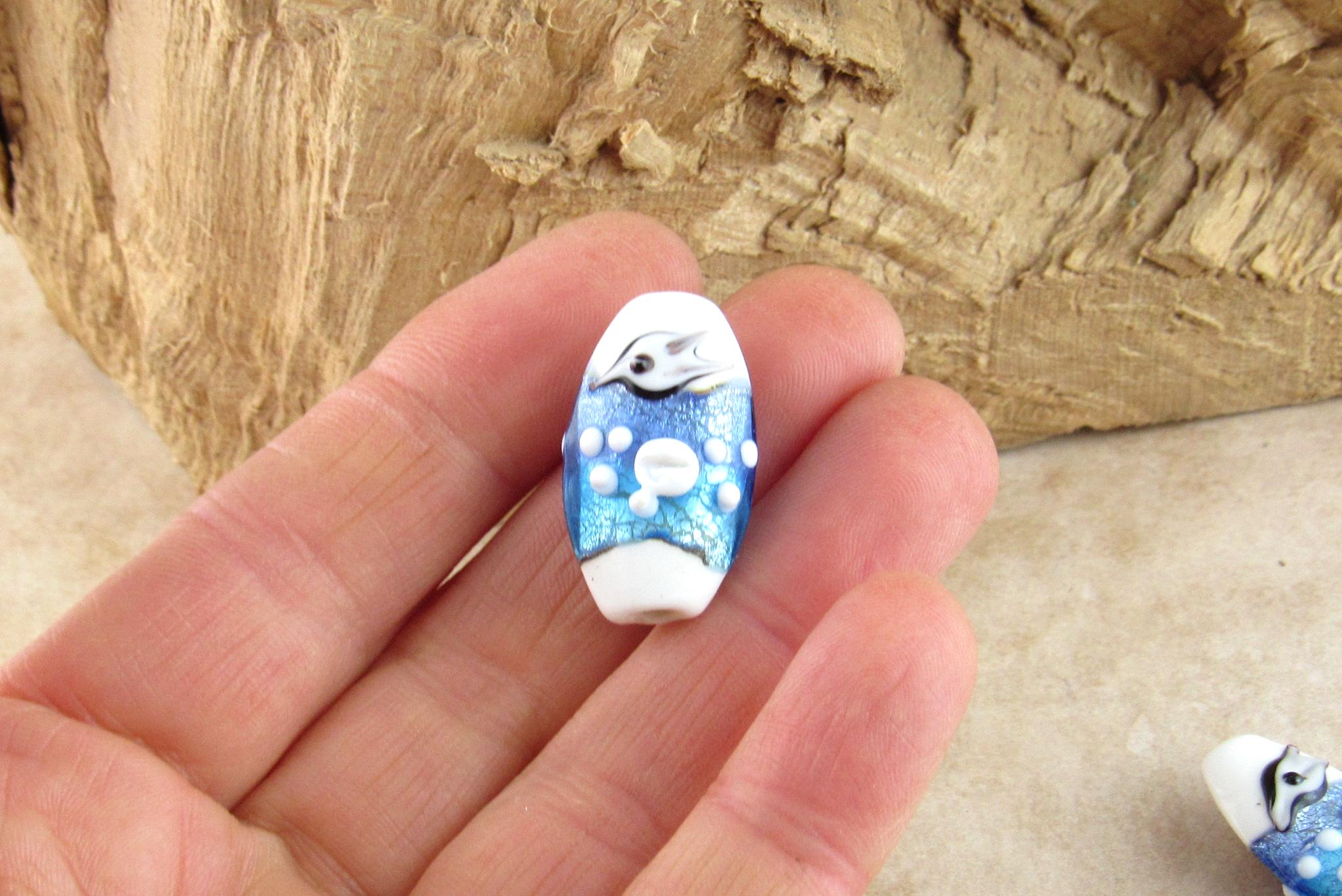 Delicate Ocean and Fish Lampwork Focal Beads (2) - Etsy