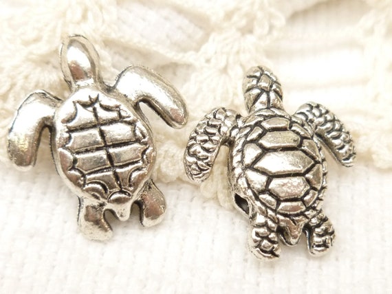 18mm Sea Turtle Spacer Beads 3D Turtle Bead Antique Silver 4