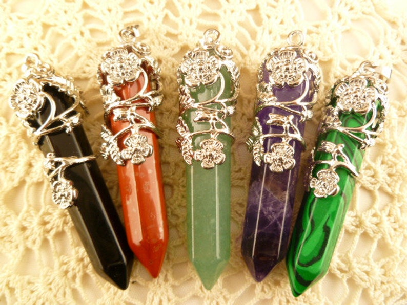 Green Aventurine Flower Pendulum Natural Gemstone Pendant