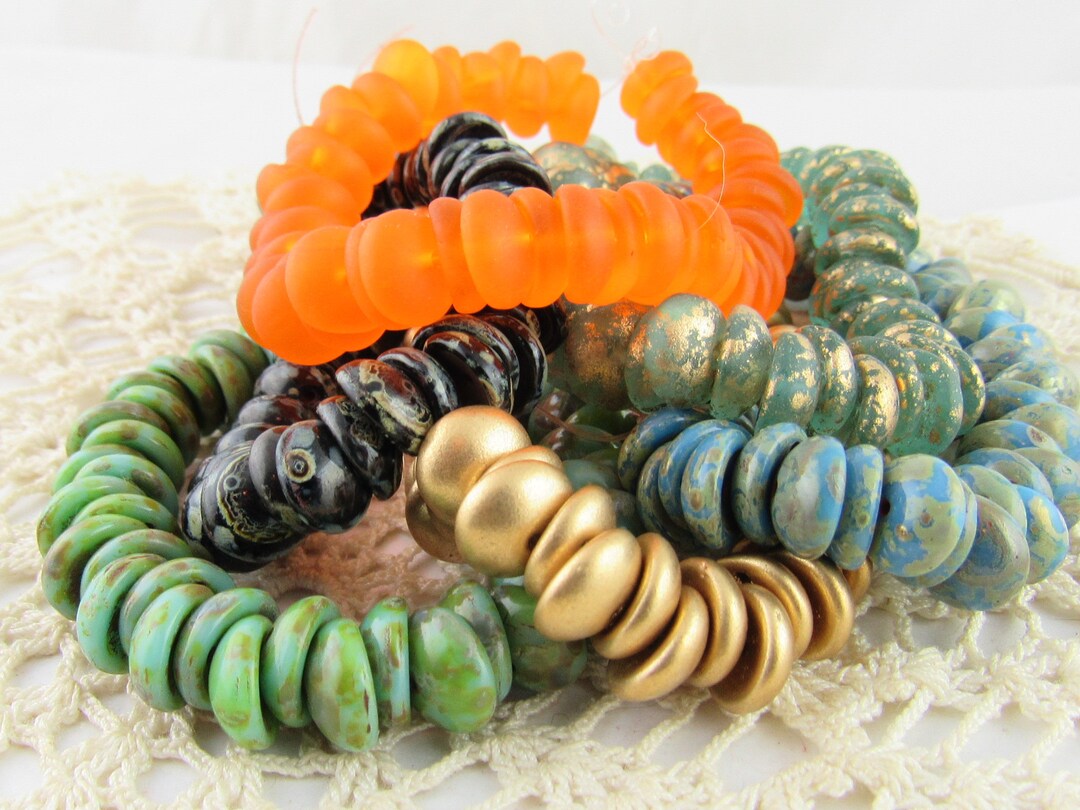 8mm Glass Bead Caps, Czech Glass Two Hole Beads, Czech Glass Piggy Beads 24, Your Choice of