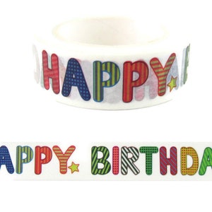 Washi Tape Happy Birthday,  Birthday Party Washi Tape, Full Roll - CWWTS - 22
