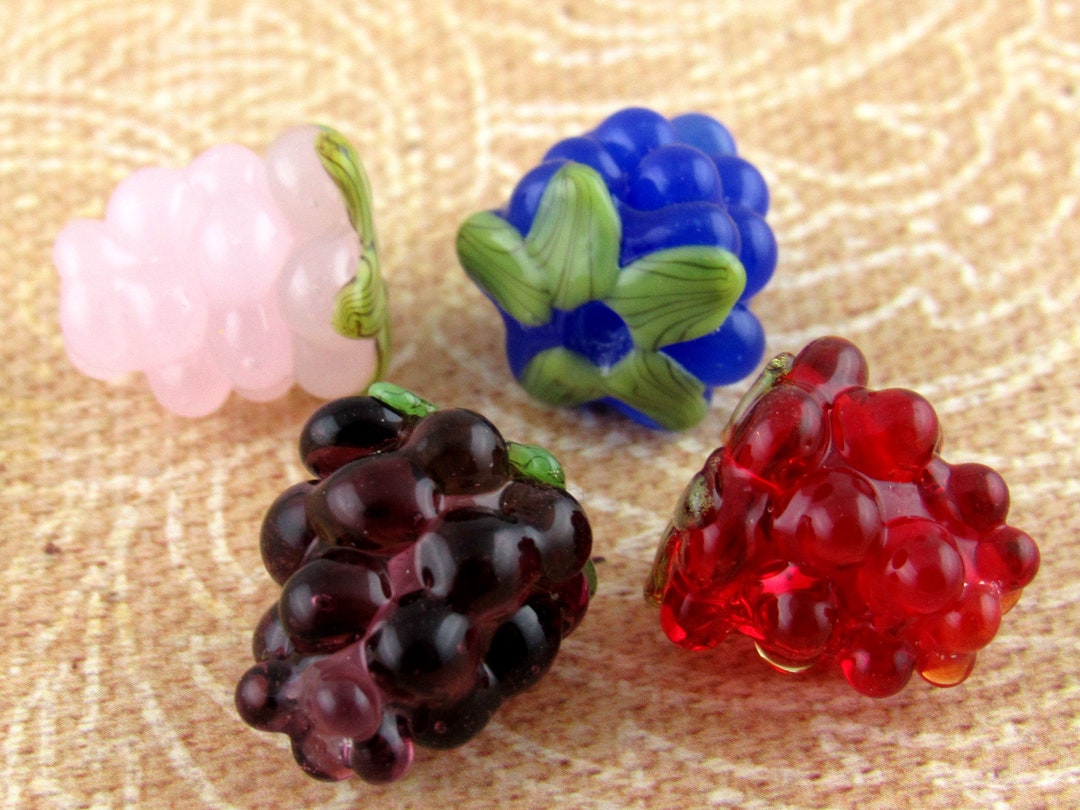 Berry Glass Beads, Raspberry Lampwork Beads, Boysenberry Beads, Purple ...