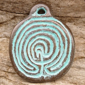 30mm Rustic Patina Two Sided Labyrinth Disc Casting Pendant Charm, Mykonos Casting  - M34
