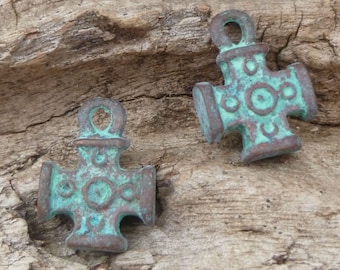 Ornate Celtic Rosary Cross, Rustic, Patina Charm, Mykonos Casting (2) - M65