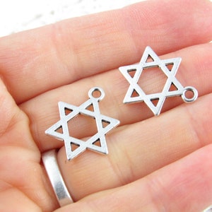 16mm Antique Silver Star of David Charms (6) - S4