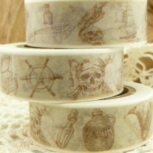 Washi Tape Antiqued Look Pirate Washi Tape, Full Roll - EE1752