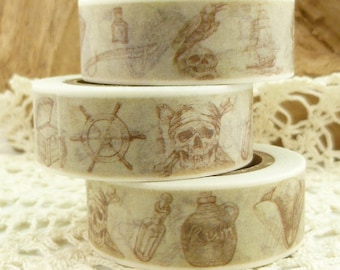 Washi Tape Antiqued Look Pirate Washi Tape, Full Roll - EE1752