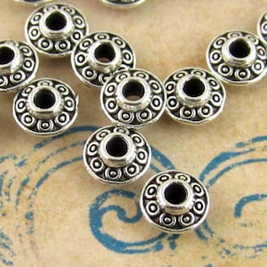 6x3mm Silver Tone Bicone Metal Spacer Beads (20) - SF18