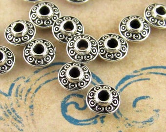 6x3mm Silver Tone Bicone Metal Spacer Beads (20) - SF18