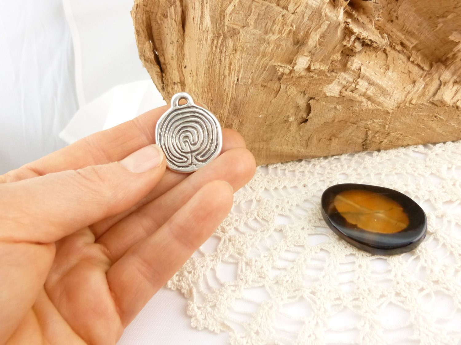 30mm Antique Silver Labyrinth Disc Pendant Charm Mykonos Two - Etsy
