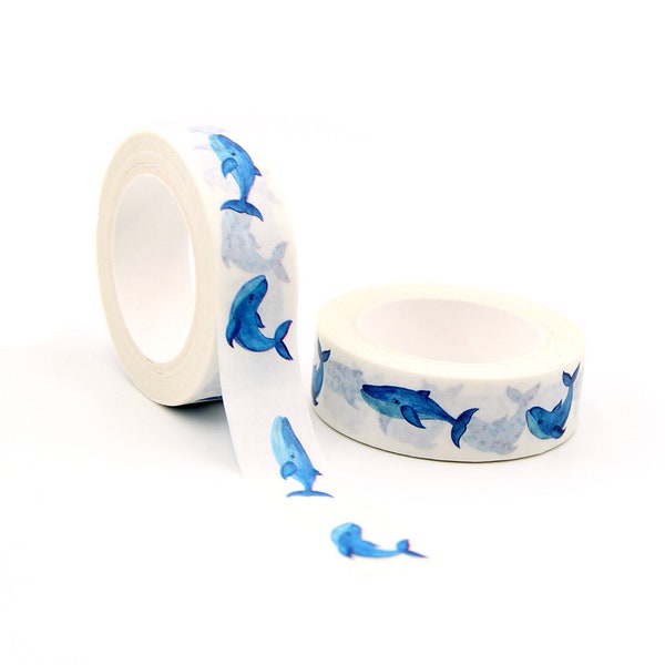 Blue Whale Washi Tape, Humpback Whale Washi Tape,  Full Roll - SSS8