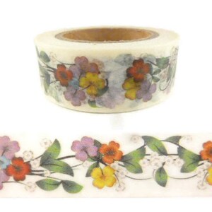 Washi Tape Summer Flower Wreath Banner Washi Tape, Full Roll - N1210