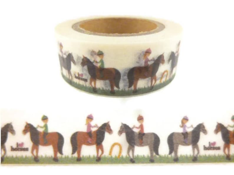 EE673 36 Sample Washi Tape or Full Roll Horseback Rider Washi Tape Horse Lover Washi Tape