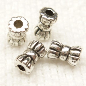 6x3mm Tiny Bow Ribbon Spacer Beads, Antique Silver  (30) - SF67