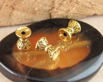 7x5mm Hourglass Double Bracelet Bead Cap, Bow Tie Spacer, Ribbon Know, Separation Tribal Spacer Beads, Gold Tone (10) - G22