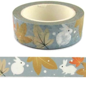 Kaninchen Washi Tape, Herbst Washi Tape, Ahornblätter Washi Tape, Schneeflocken, Rolle - CWWTS-8