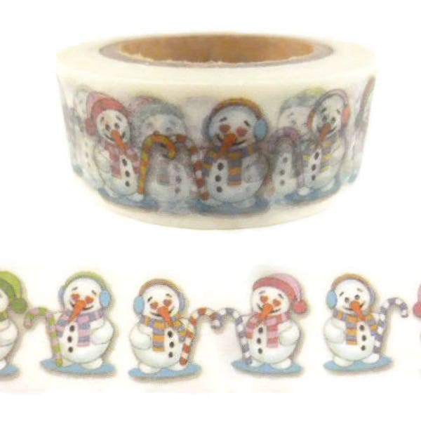 Washi Tape Snowman with Candy Cane Christmas Washi Tape, Full Roll - 1505