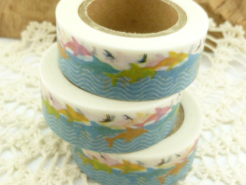 Beach Washi Tape 36 Sample Washi Tape or Full Roll HH1153 Washi Tape Jumping Dolphin