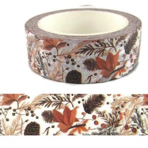 Washi Tape Tannenzapfen, Herbstlaub Washi Tape, Herbst Washi Tape, Rolle - CWWTS-14