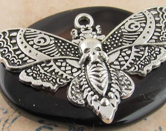 Colgante de polilla en tono plateado de 43 mm, dije de polilla calavera, dije de polilla calavera (2) - S57
