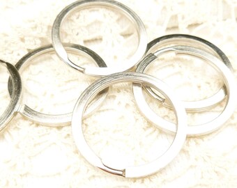 Portachiavi in argento da 30 mm, portachiavi grande diviso, tono argento (10) - SF65