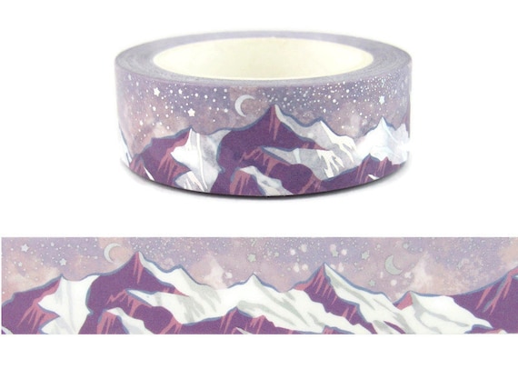 Washi Tape Foil Mountains, Metallic Nature Washi Tape, Skyline Washi Tape,  Full Roll - CWWTS-17