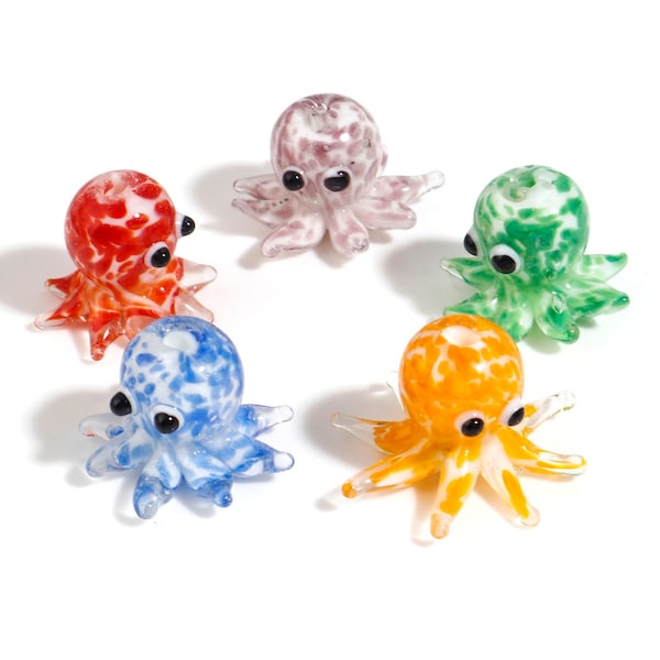 Colorful Octopus Lampwork Glass Beads, Summer Tropical Glass Beads (2)