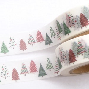 Washi Tape Washi Tape Green and Red Christmas Tree Washi Tape, Full Roll - 756