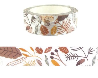 Autumn Washi Tape, Seeds Washi Tape, Leaves Washi Tape, Conifer Needles, Full Roll - CWWTS-4