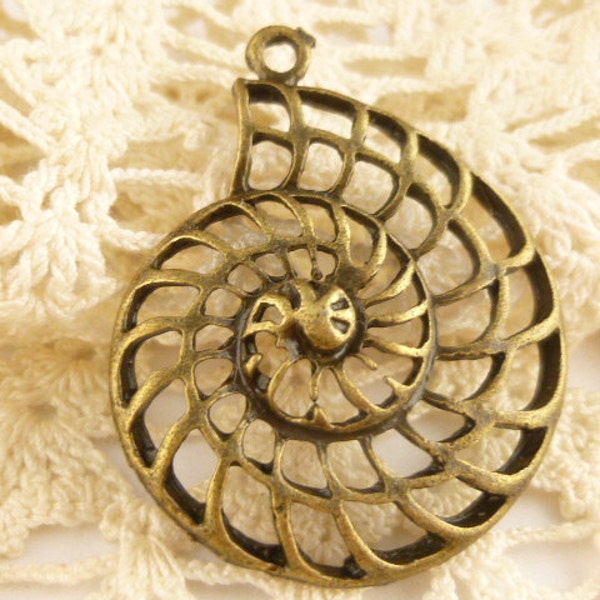 Antiqued Bronze Nautilus Shell Pendant (3)