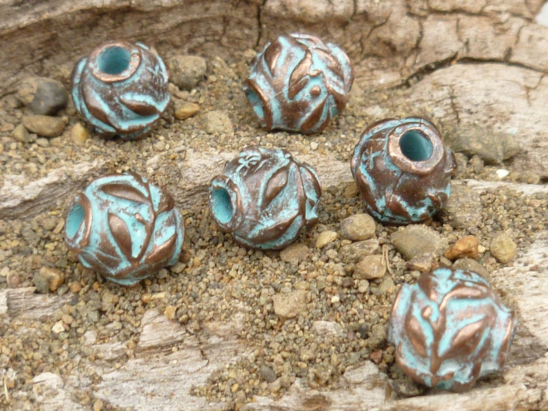 Mykonos Casting Beads - M59 Rustic Patina X2687 4 8mm Olive Leaves Spacer Beads
