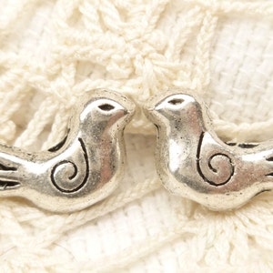 Swirl Winged Bird Spacer Beads, Antique Silver (10) - S138