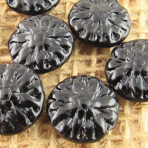 Perline di vetro ceco a forma di fiore di dalia nera da 14 mm, (5 o 10 perline) - 0041/DAH