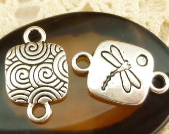 Silver Tone Small Dragonfly Connector Charm (8)  - S86