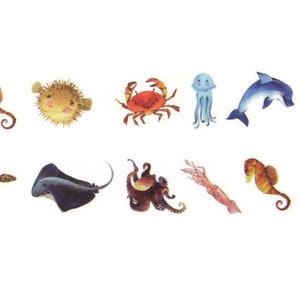Meerestier Washi Tape, Delfin Washi Tape, Meeresschildkröte Washi Tape, Volle Rolle - CWWTS - 3