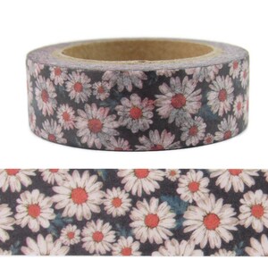 CWWTS-22 Black and White Swirl Flower Washi Tape 36 Sample Washi Tape or Full Roll Washi Tape Black Flower CWWTS-22 Black and White Swirl Flower Washi Tape 36 Sample Washi Tape or Full Roll Washi Tape Black Flower