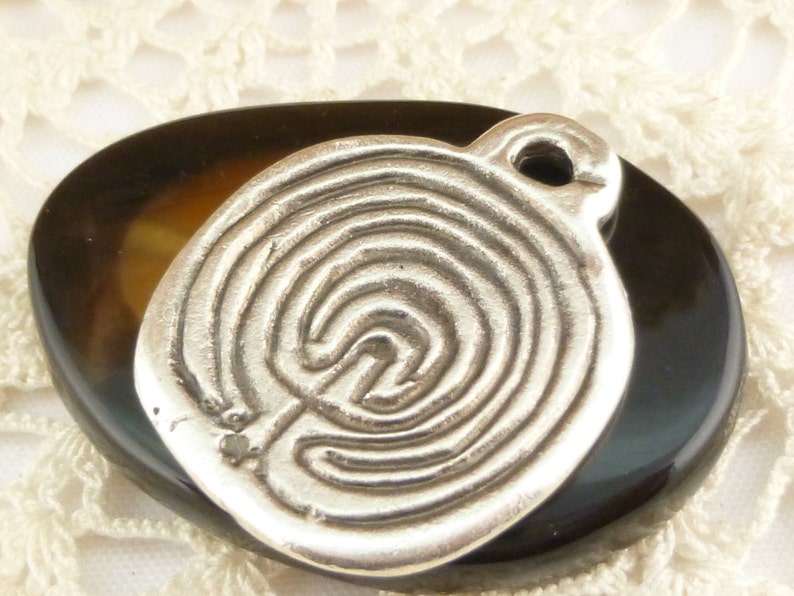 30mm Antique Silver Labyrinth Disc Pendant Charm Mykonos Two - Etsy