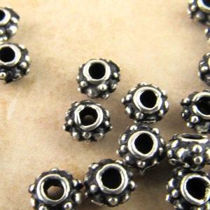 Tiny Bali Style Rondelle Beads, Rustic, Antiqued Pewter Spacer Bead, Mykonos Casting Beads (10) - M112 - X4061