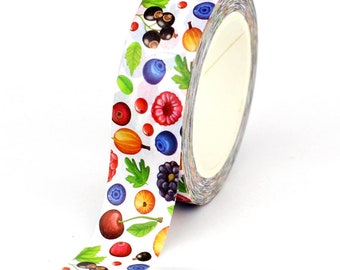 Washi Tape, Fruit Washi Tape, Berries Washi Tape, Food Washi Tape , Full Roll - CWWTS-22