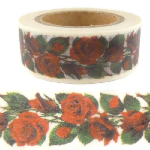 Washi Tape Red Rose Flower Washi Tape Wreath Love Valentines Etsy