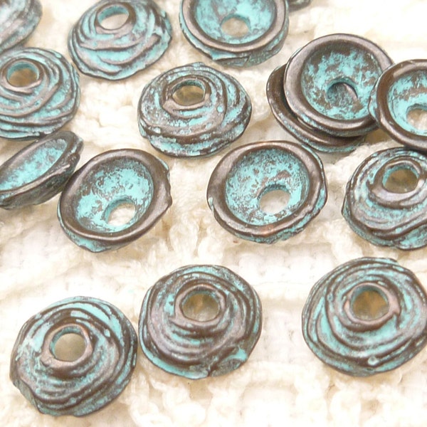 6mm Small Swirl Bead Cap, Rustic, Patina, Mykonos Casting Beads (10) - M43 - X3333