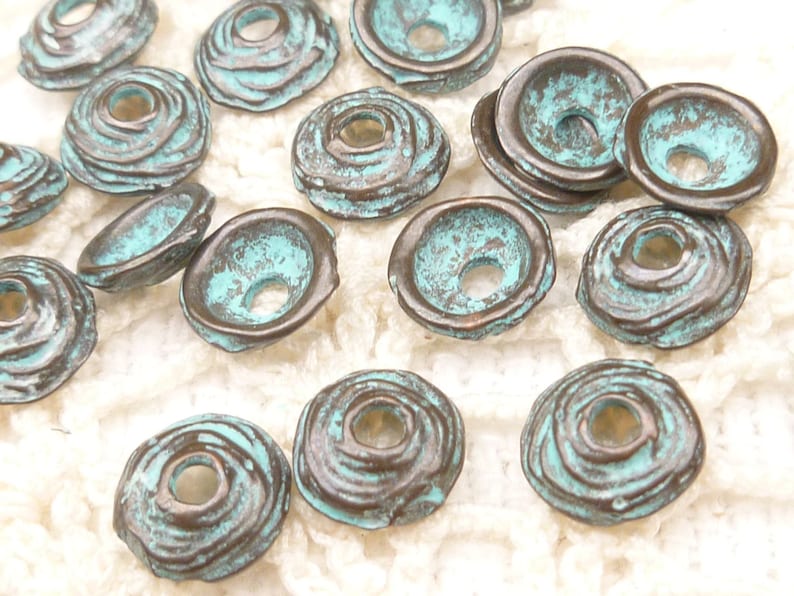 6mm Small Swirl Bead Cap, Rustic, Patina, Mykonos Casting Beads 10 M43 X3333 image 1