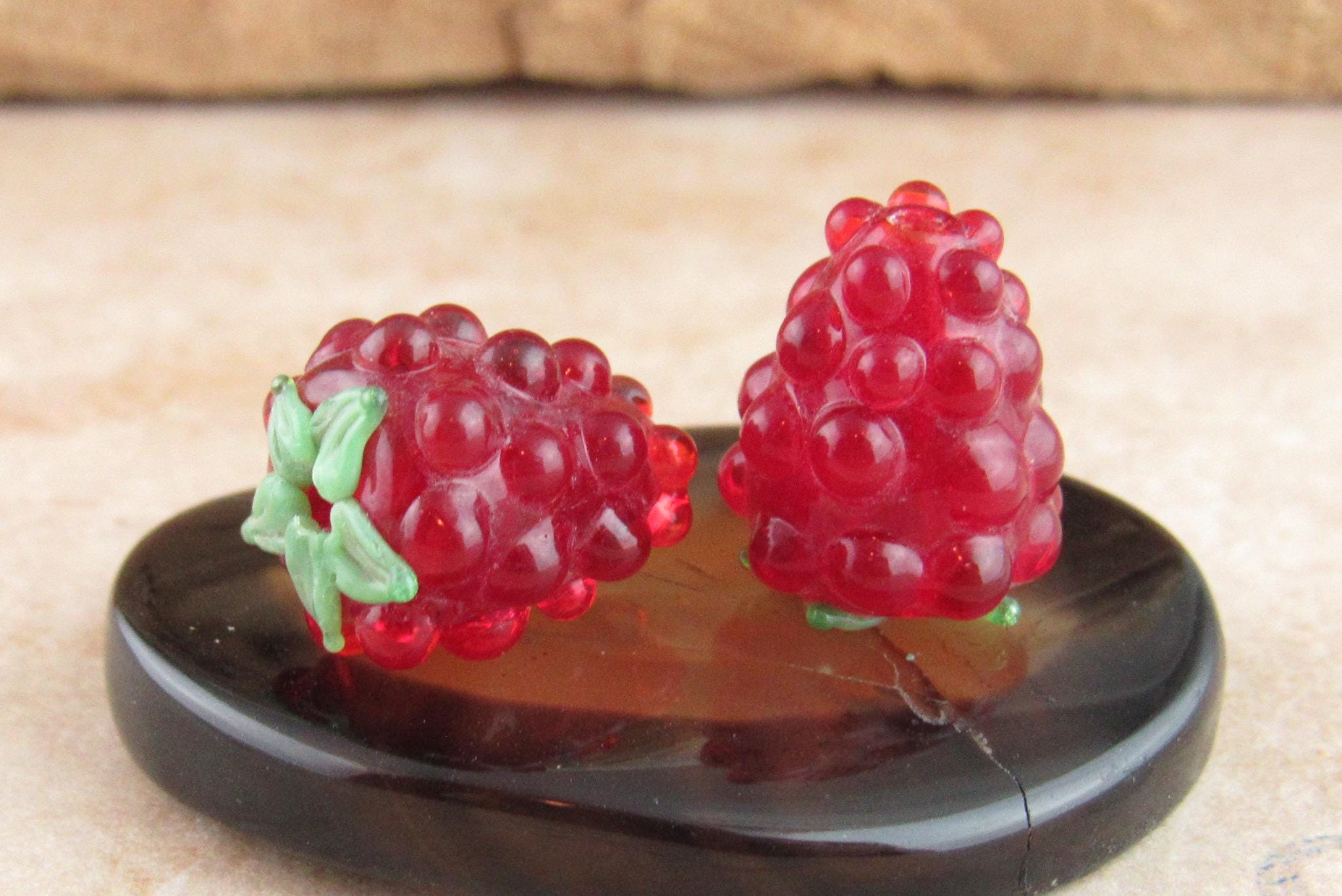 Berry Glass Beads, Raspberry Lampwork Beads, Boysenberry Beads, Purple ...