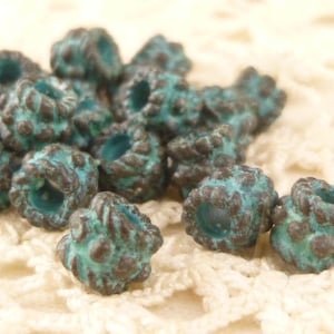 Tiny Bali Style Rondelle Beads, Rustic, Patina Beads, Mykonos Casting Beads (10) - M20 - X4060