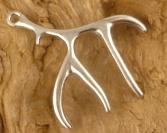 Deer Antler Pendants Charms Antique Silver (2)