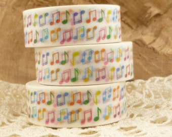 Music Washi Tape, Multicolor Musical Notes Washi Tape, Full Roll  - MM771